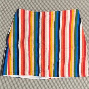 Aqua Colorful Striped Mini Skirt